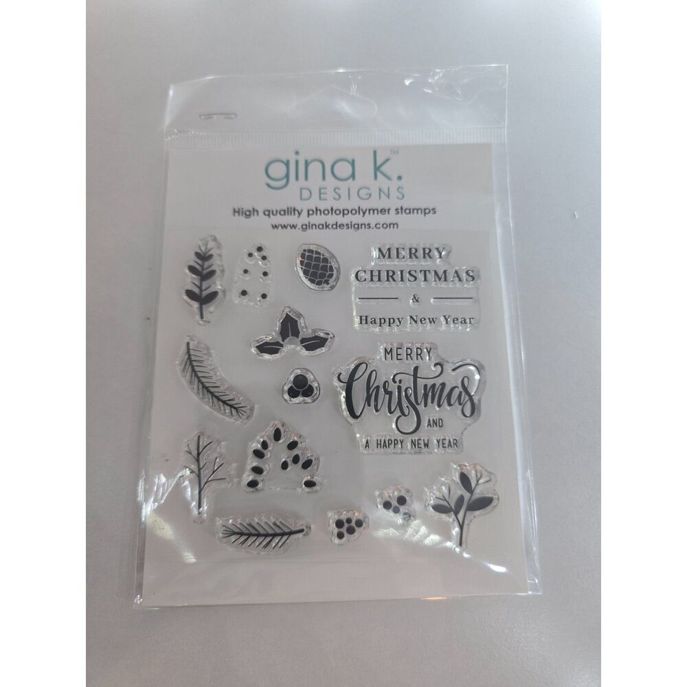 Gina K Designs Two Step Holiday MINI Clear Stamp Set Christmas NEW